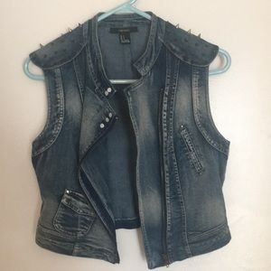 Spiked Detail Denim Vest